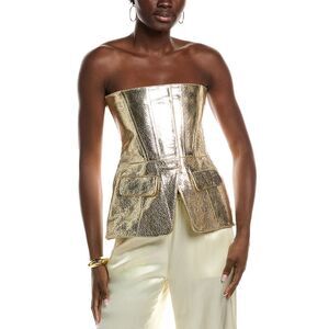 Retrofête Womens  Annie Leather Top, Gold